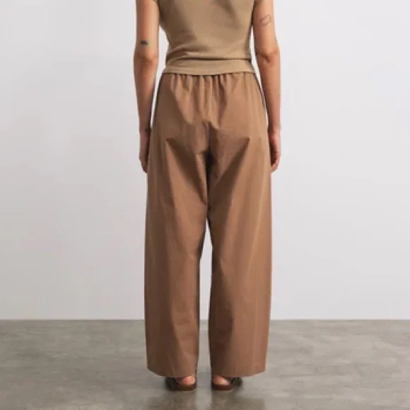 Ozma Cotton Poplin All Day Pant M Almond NEW - Picture 2 of 5
